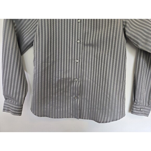 Versace Classic V2 Mens 42 Grey Geometric Button-Up Dress Italy Dress Casual - Picture 4 of 9